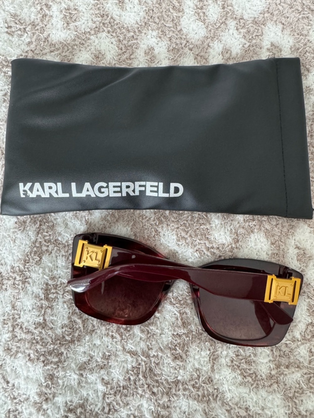 SALE Karl Lagerfeld Burgundy Oversized Women’s Sunglasses - Picture 4 of 7